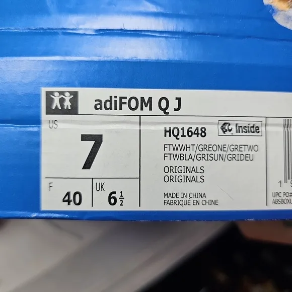 New Adidas Originals‎ adiFOM Q J Cloud White Youth Shoes Size 7 HQ1648 With Box.