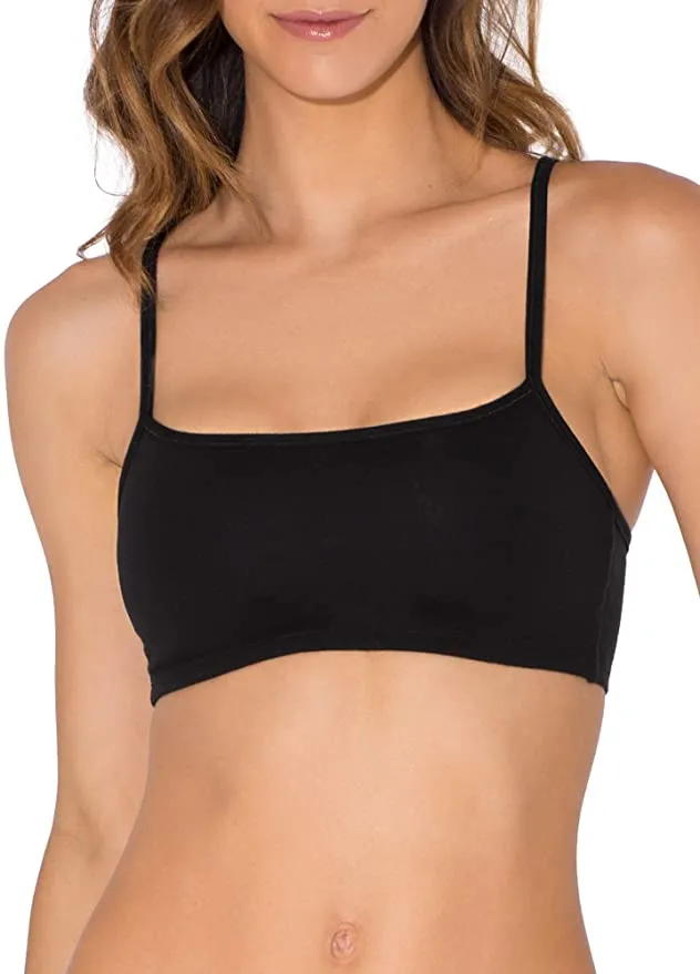 New Fruit of the Loom Womens Spaghetti Strap Cotton Pullover Sports Bra, Black Sz 34