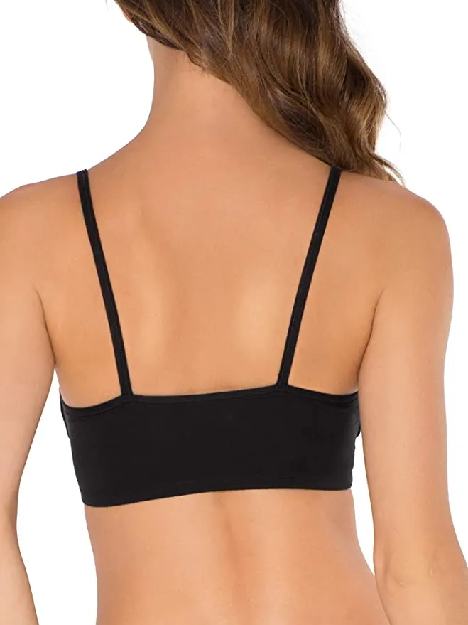 New Fruit of the Loom Womens Spaghetti Strap Cotton Pullover Sports Bra, Black Sz 34