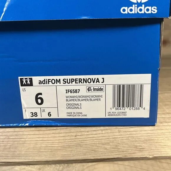 NEW Kids 6 / Womens 7 - Adidas AdiFOM Supernova J “Wonder White” Shoes IF6587