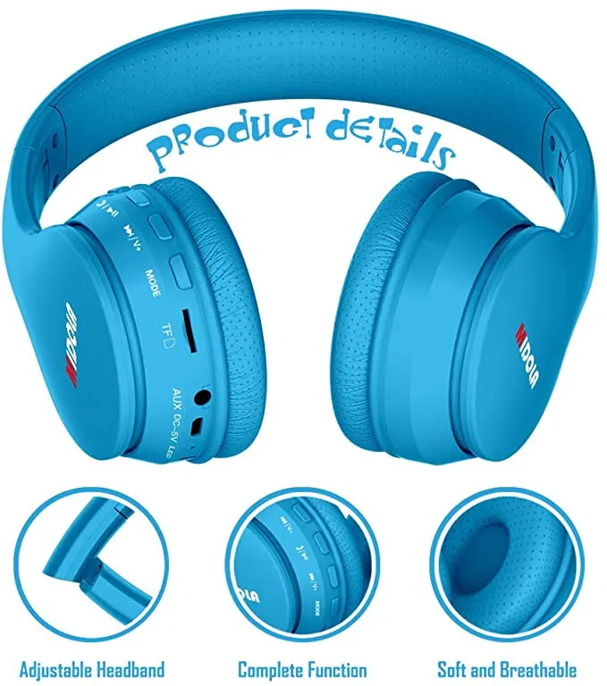 New MIDOLA Kids Bluetooth Wireless Headphones Wired On-Ear Headset Foldable Earphone with AUX 3.5mm Jack SD Card Slot, Built-in Mic, FM Radio