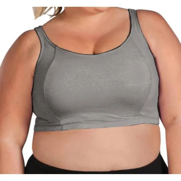 NEW ON THE PLUS SIDE plus size double layer sports bra in light grey