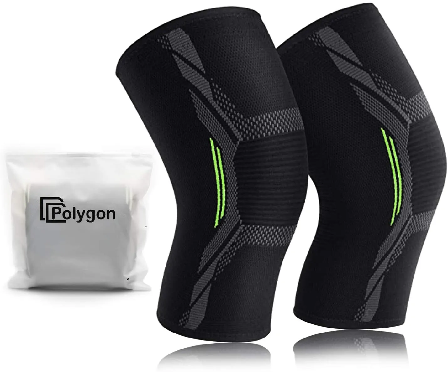 New Polygon Knee Support Brace 2 Pack, Polygon Knee Compression Sleeve for Running, Arthritis, ACL, Meniscus Tear, Sports, Joint Pain Relief and Injury Recovery (S)