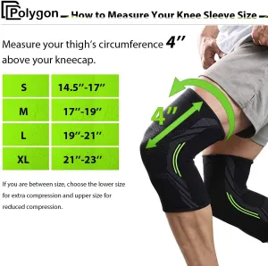 New Polygon Knee Support Brace 2 Pack, Polygon Knee Compression Sleeve for Running, Arthritis, ACL, Meniscus Tear, Sports, Joint Pain Relief and Injury Recovery (S)