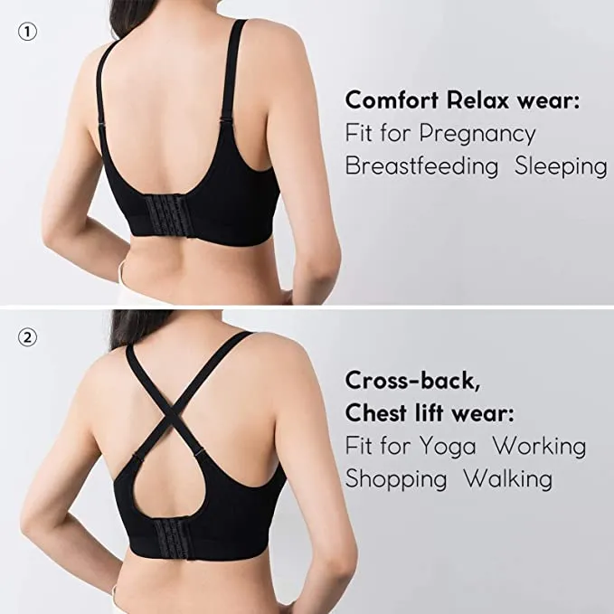New Vinfact Nursing Bra 3 Pack Seamless V Neck Maternity Bra Women Pregnancy Breastfeeding No Underwire Sleeping Bras, Sz M!