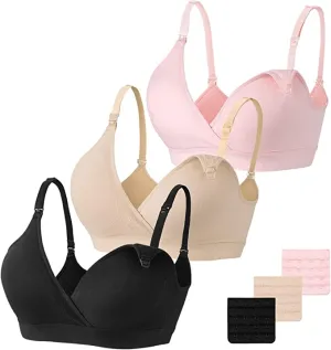 New Vinfact Nursing Bra 3 Pack Seamless V Neck Maternity Bra Women Pregnancy Breastfeeding No Underwire Sleeping Bras, Sz M!
