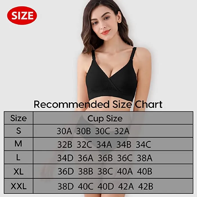 New Vinfact Nursing Bra 3 Pack Seamless V Neck Maternity Bra Women Pregnancy Breastfeeding No Underwire Sleeping Bras, Sz M!