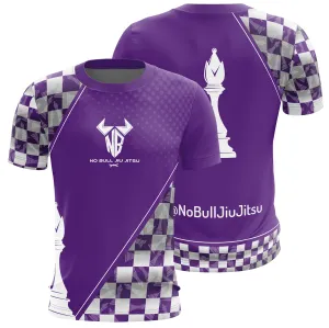 Noble Brands Jiu Jitsu BJJ Rash Guard Men’s Bjj No GI MMA Ranked Short Sleeve Compression Rash Guards - Purple Belt Bishop Chess Piece Design