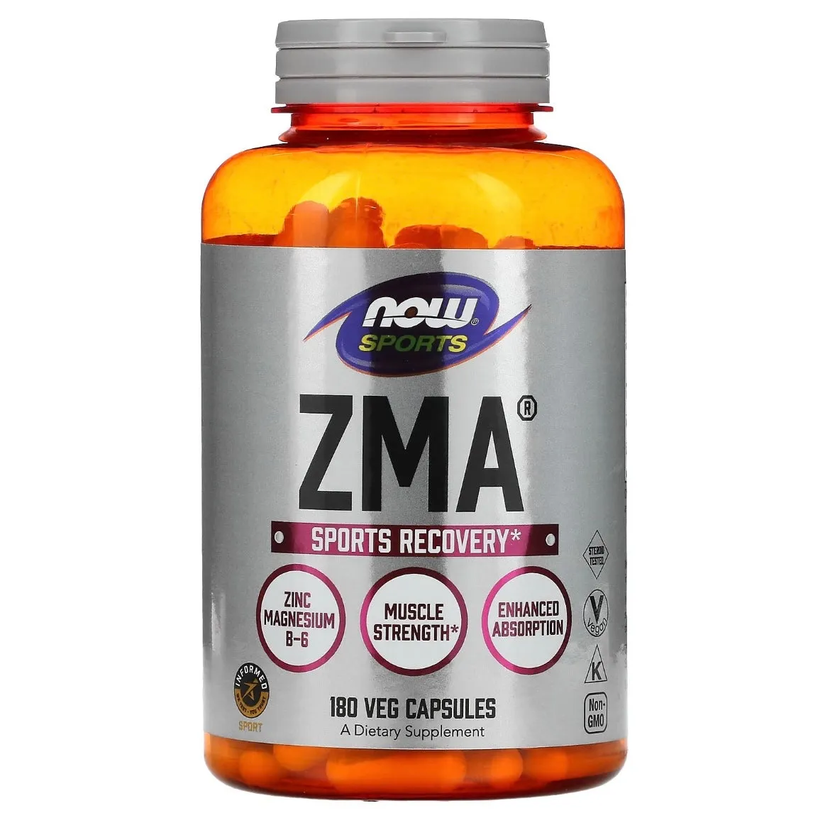 NOW Foods Sports ZMA Sports Recovery 180 Veg Capsules Exp Sep 2028