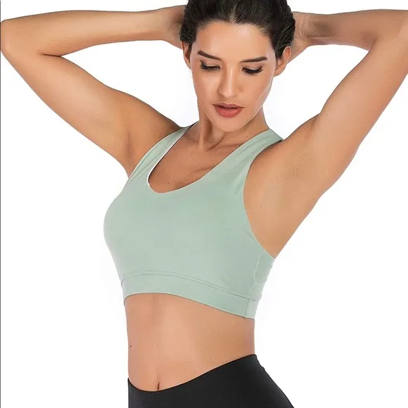 NWT Criss-Cross Back Padded Strappy Sports Bras Medium Support Yoga Bra