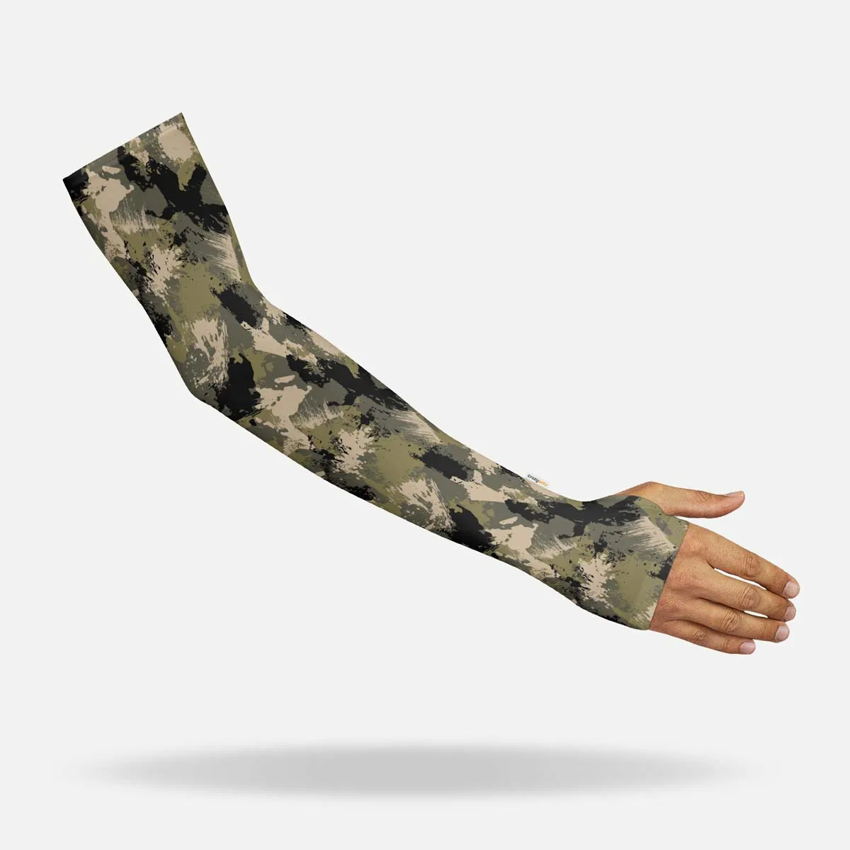 Olive Camo Arm Sleeves with Thumbhole - Adult