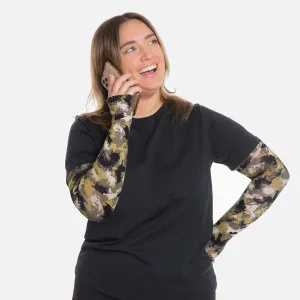 Olive Camo Arm Sleeves with Thumbhole - Adult