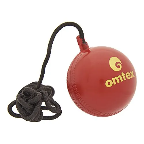 Omtex Cricket Ball Hanging and Knocking Ball with Cord for Batting Practice Size:5.5 Diameter 2.5 Cms