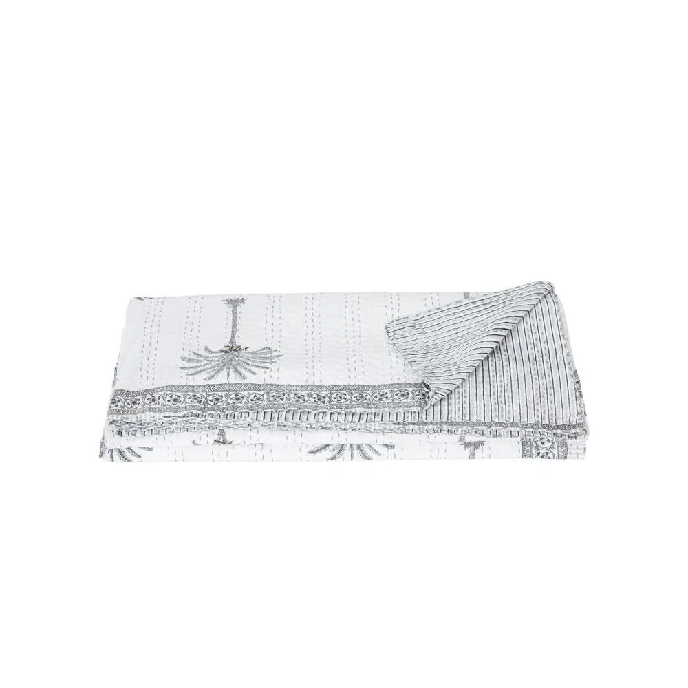 Palm Queen/King Quilt Gray