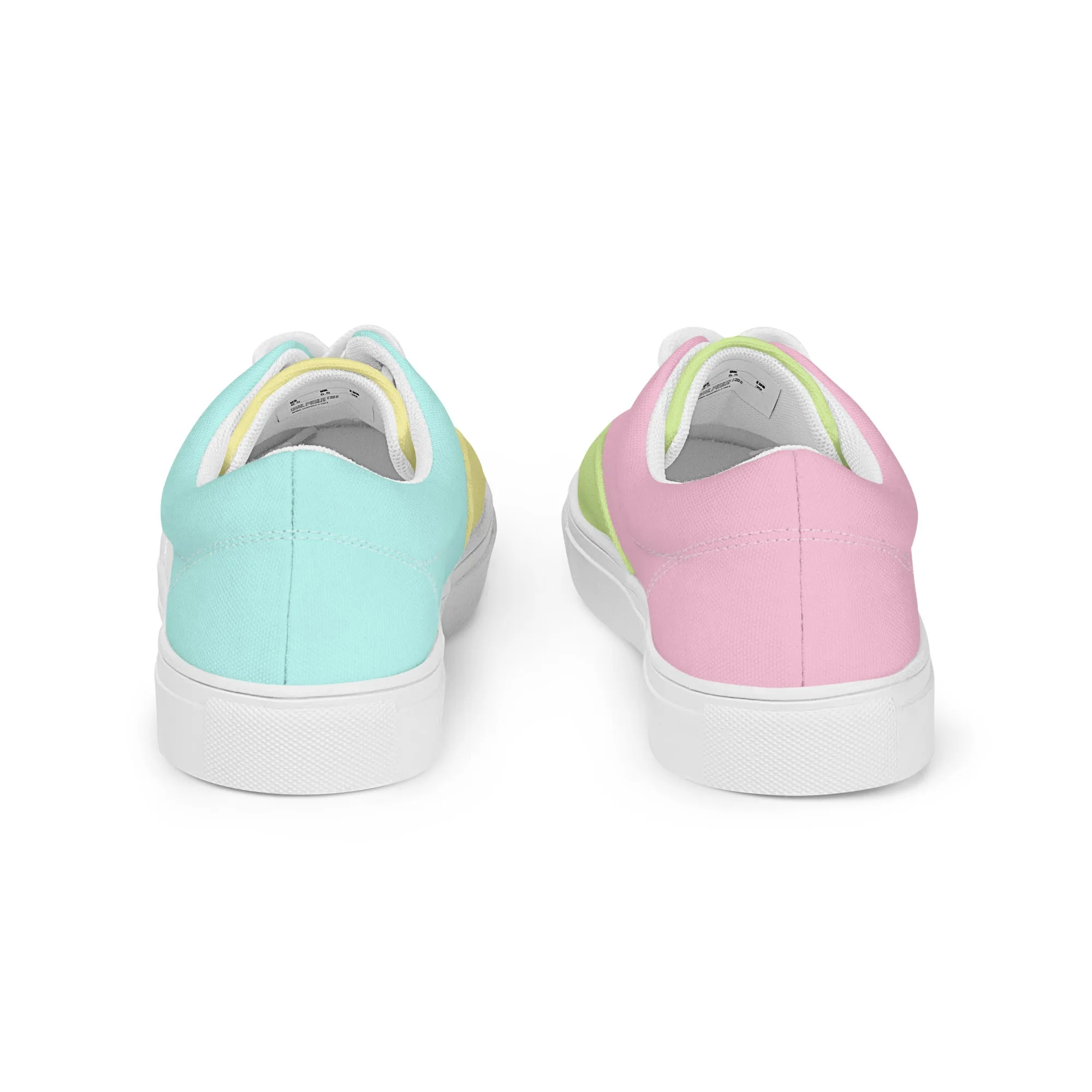 Pastel Rainbow Mismatched Women’s Sized lace-up canvas shoes (Shoe sizes 5 - 12)