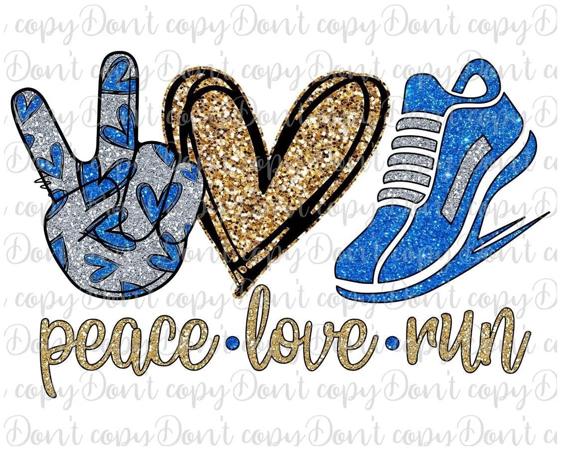 Peace Love Run (blue) TRANSFER