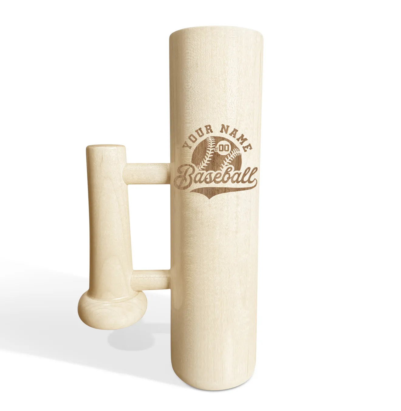 Personalized Baseball Bat Beer Mug with Handle - Player Name & Number