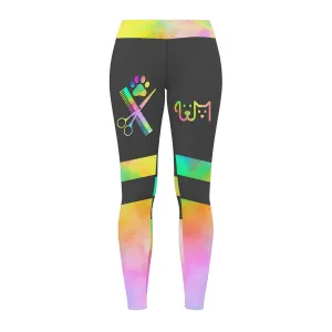 Pet Groomer Grooming Leggings Gift For Women Tie Dye