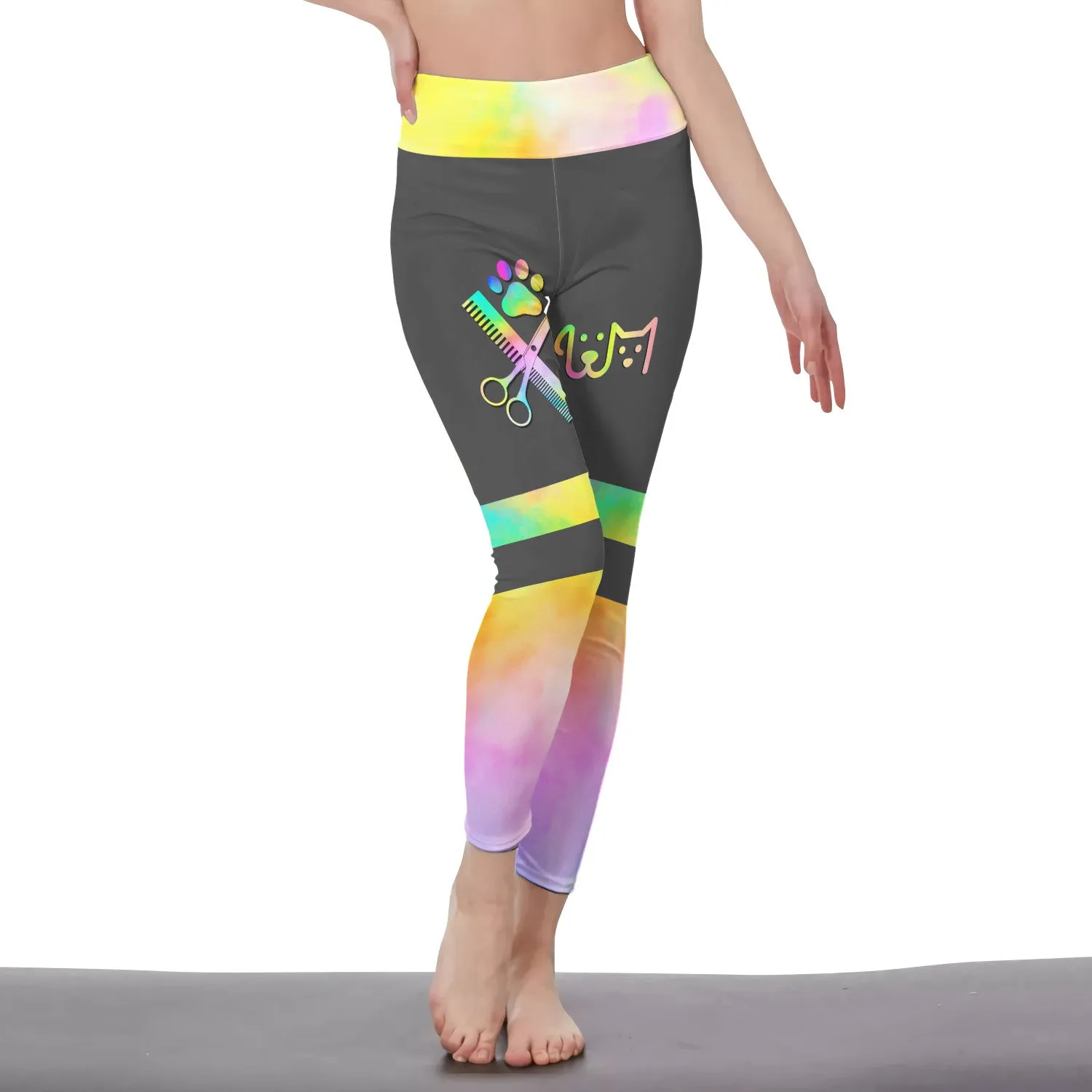 Pet Groomer Grooming Leggings Gift For Women Tie Dye