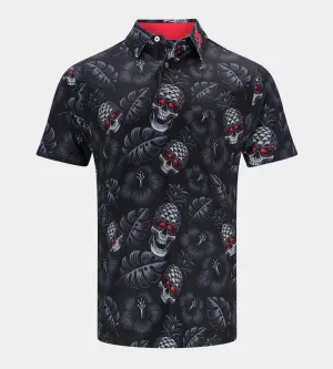 PINEAPPLE SKULLZ POLO - BLACK / PINK