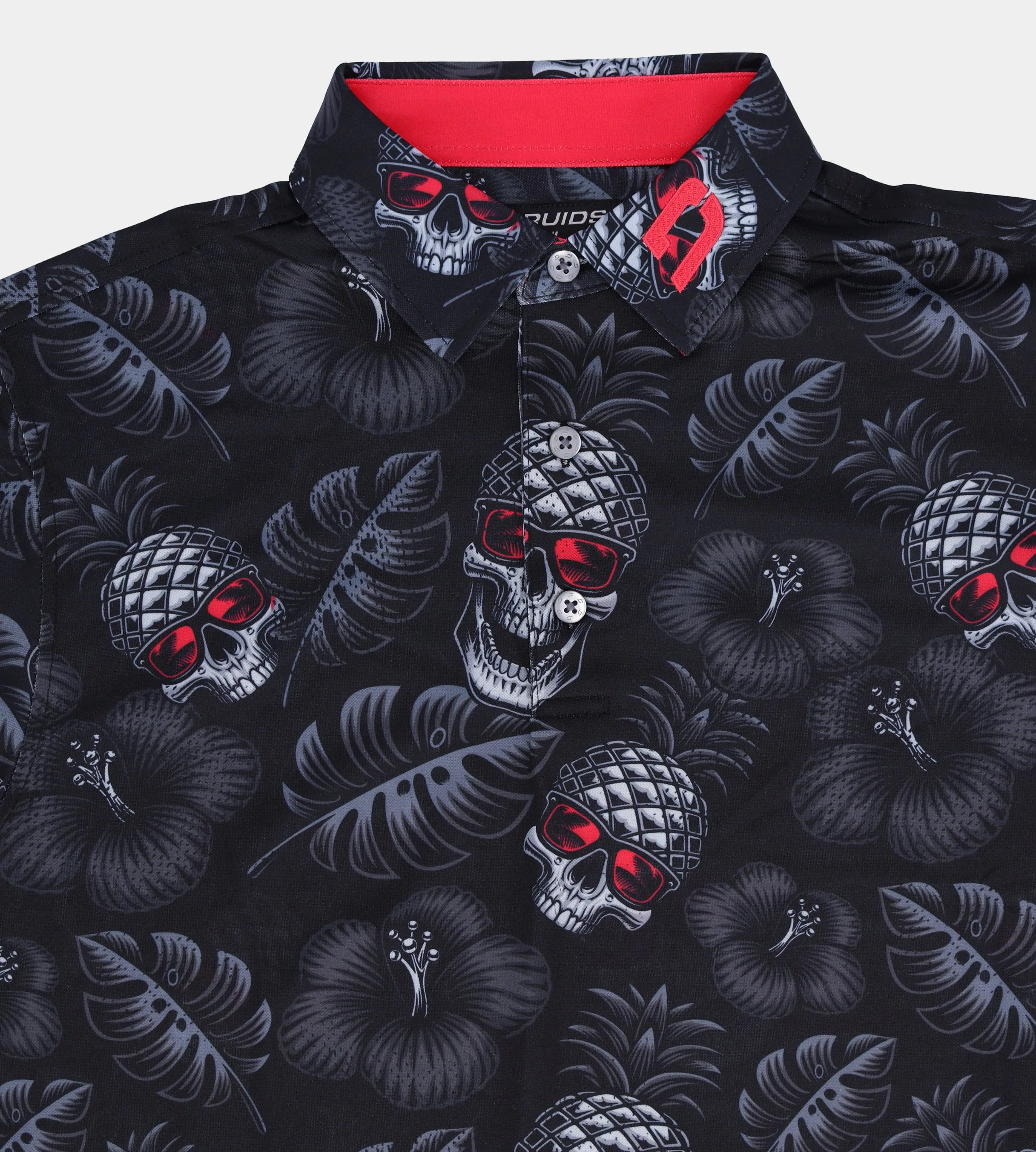 PINEAPPLE SKULLZ POLO - BLACK / PINK
