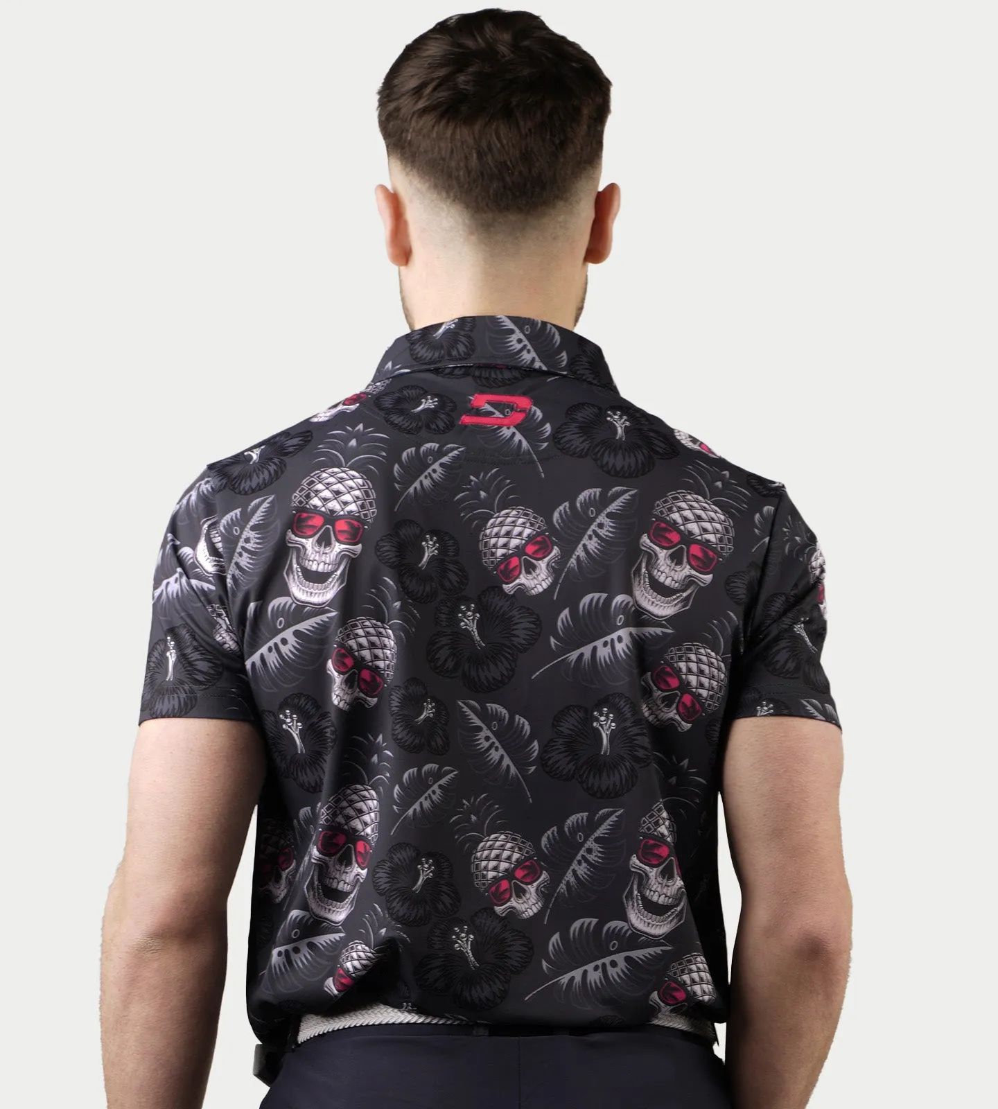 PINEAPPLE SKULLZ POLO - BLACK / PINK