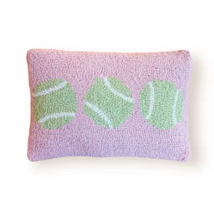 Pink Tennis Balls Hooked Pillow