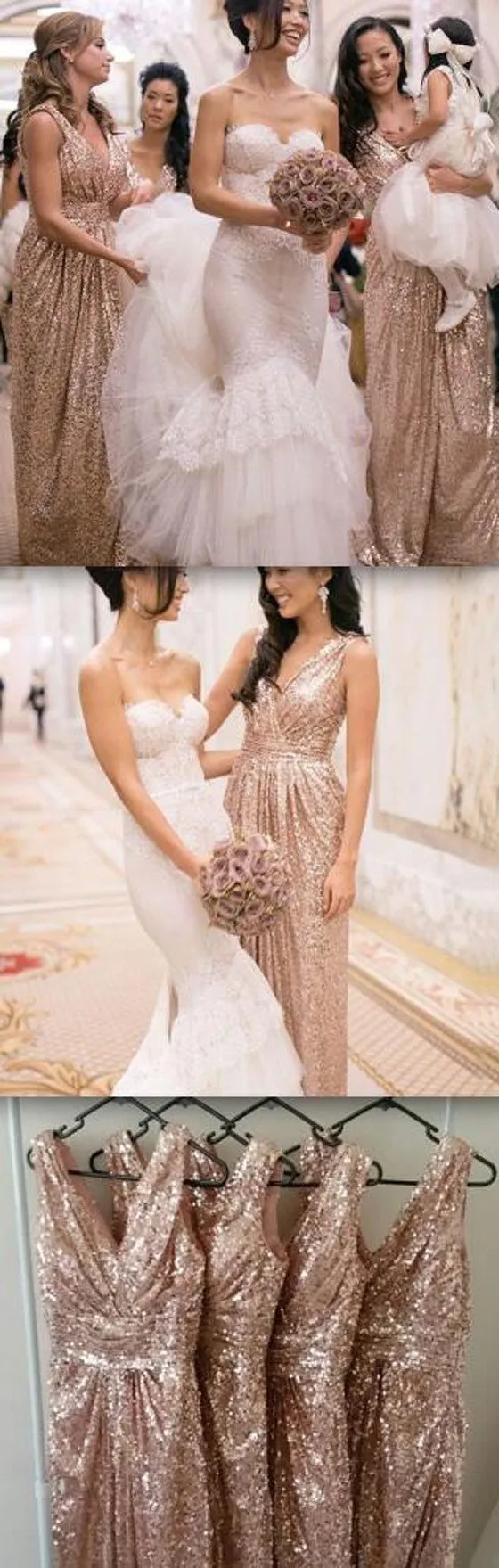 Popular Cheap Sequin Long Off Shoulder V-Neck Bridesmaid Dresses, WG09