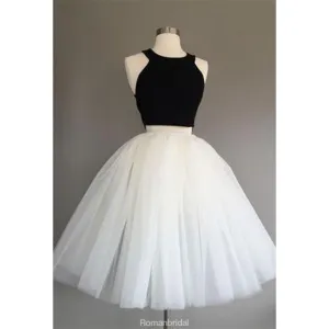 Popular Two Pieces Halter Sleeveless Tulle Skirt Simple Cheap Homecoming Dresses, HD0386