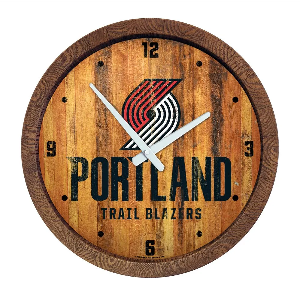 Portland Trail Blazers: Logo - "Faux" Barrel Top Clock