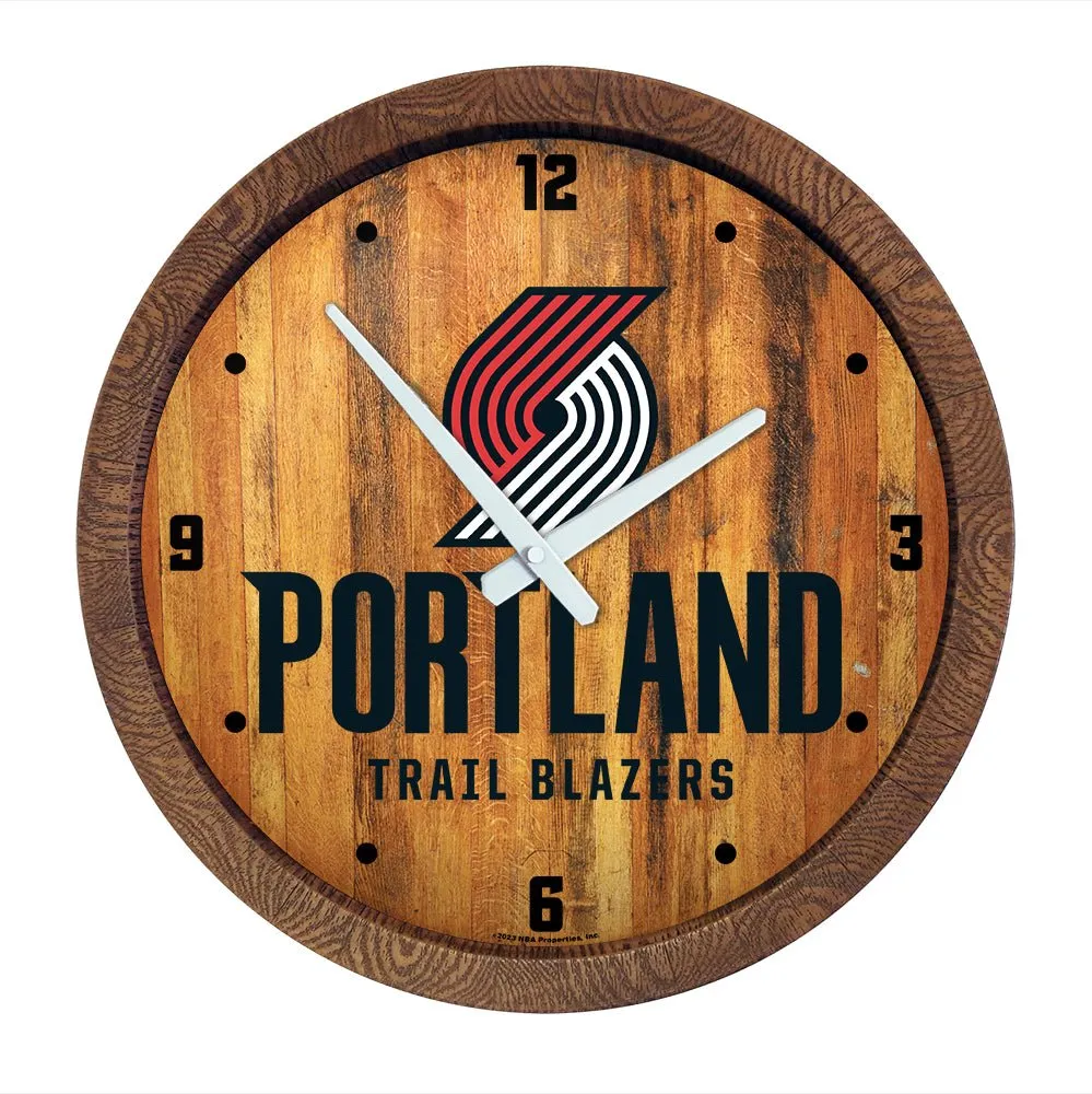 Portland Trail Blazers: Logo - "Faux" Barrel Top Clock