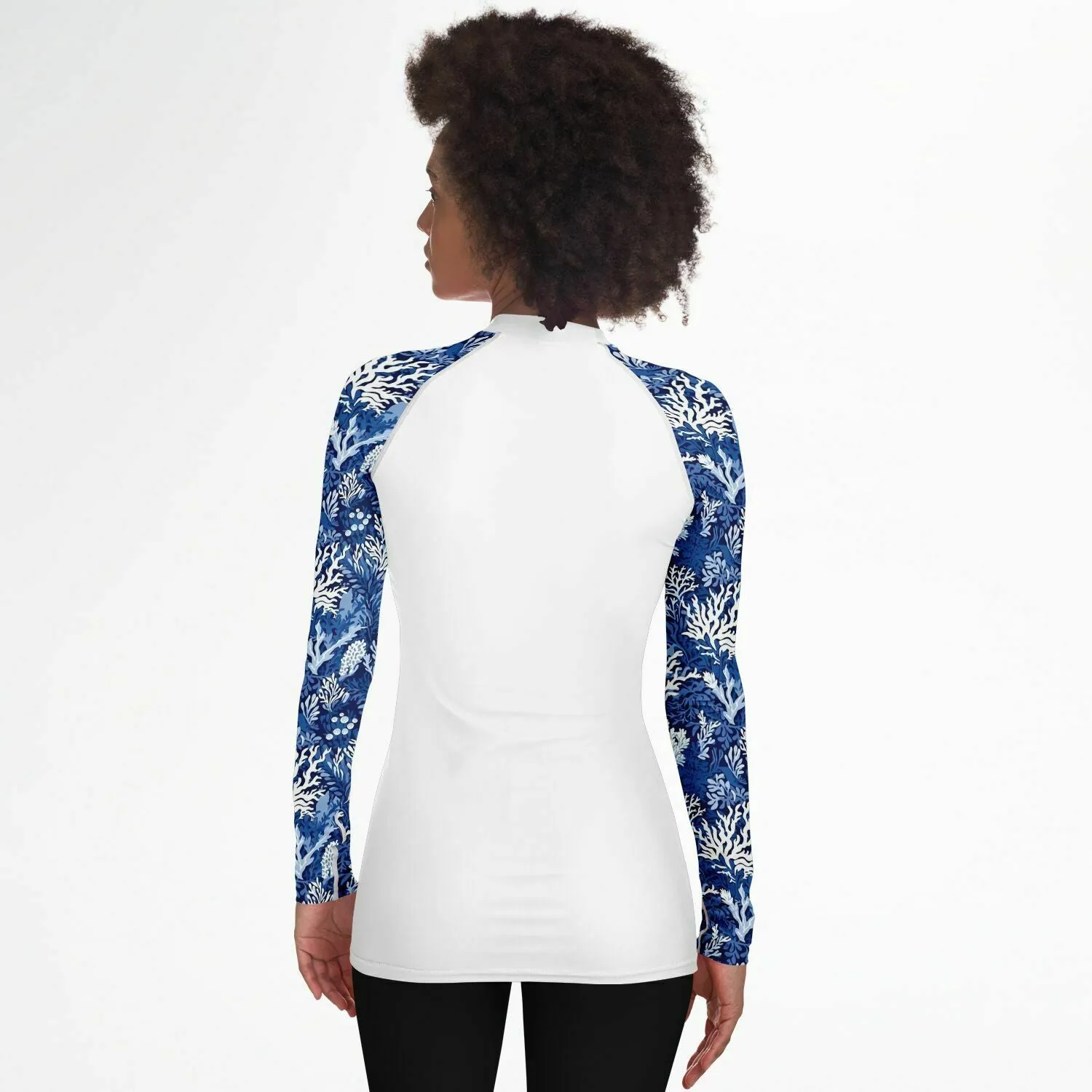 PREMIUM WOMEN'S BLUE REEF AND MEGALODON RASH GUARD - FREE SHIPPING