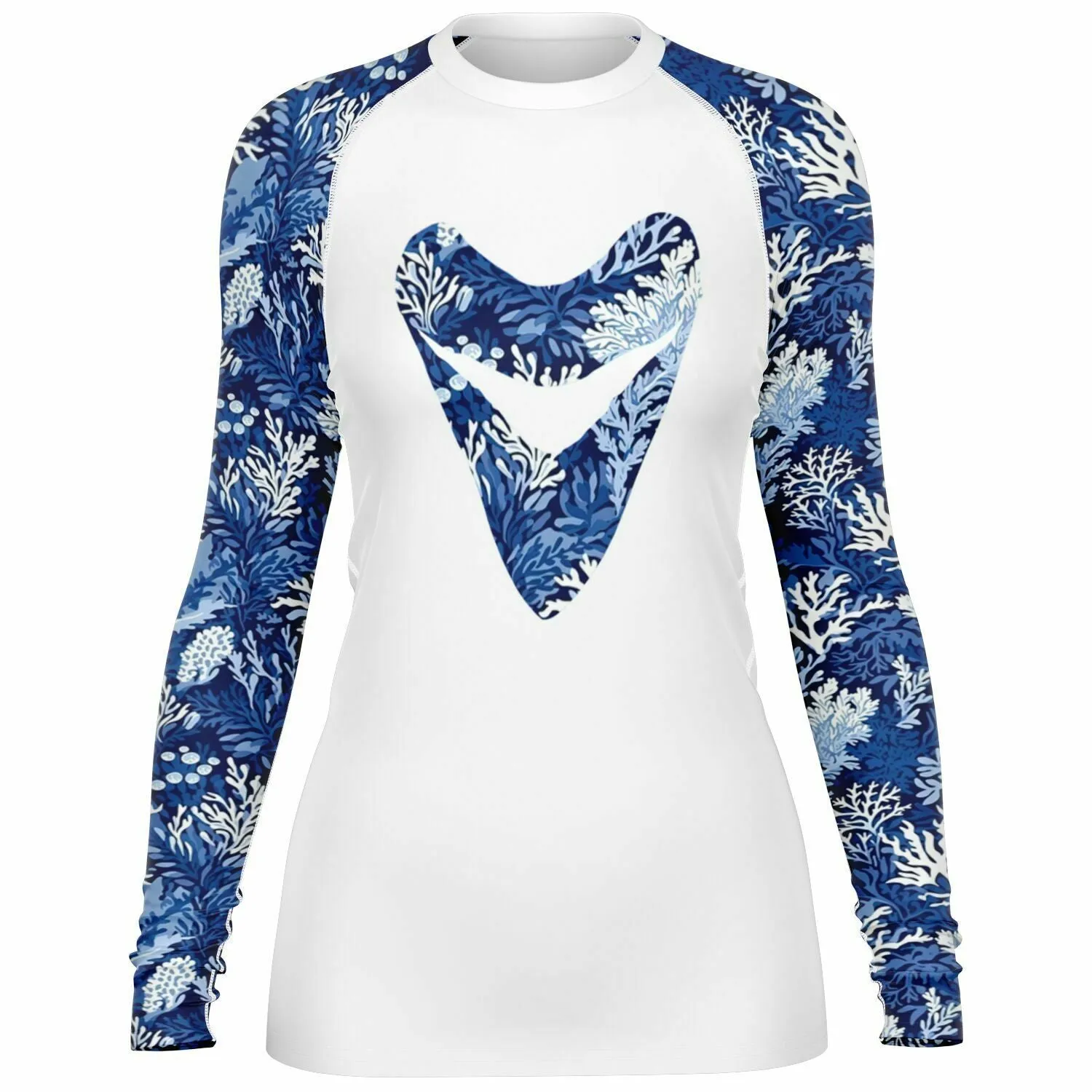 PREMIUM WOMEN'S BLUE REEF AND MEGALODON RASH GUARD - FREE SHIPPING