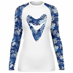 PREMIUM WOMEN'S BLUE REEF AND MEGALODON RASH GUARD - FREE SHIPPING