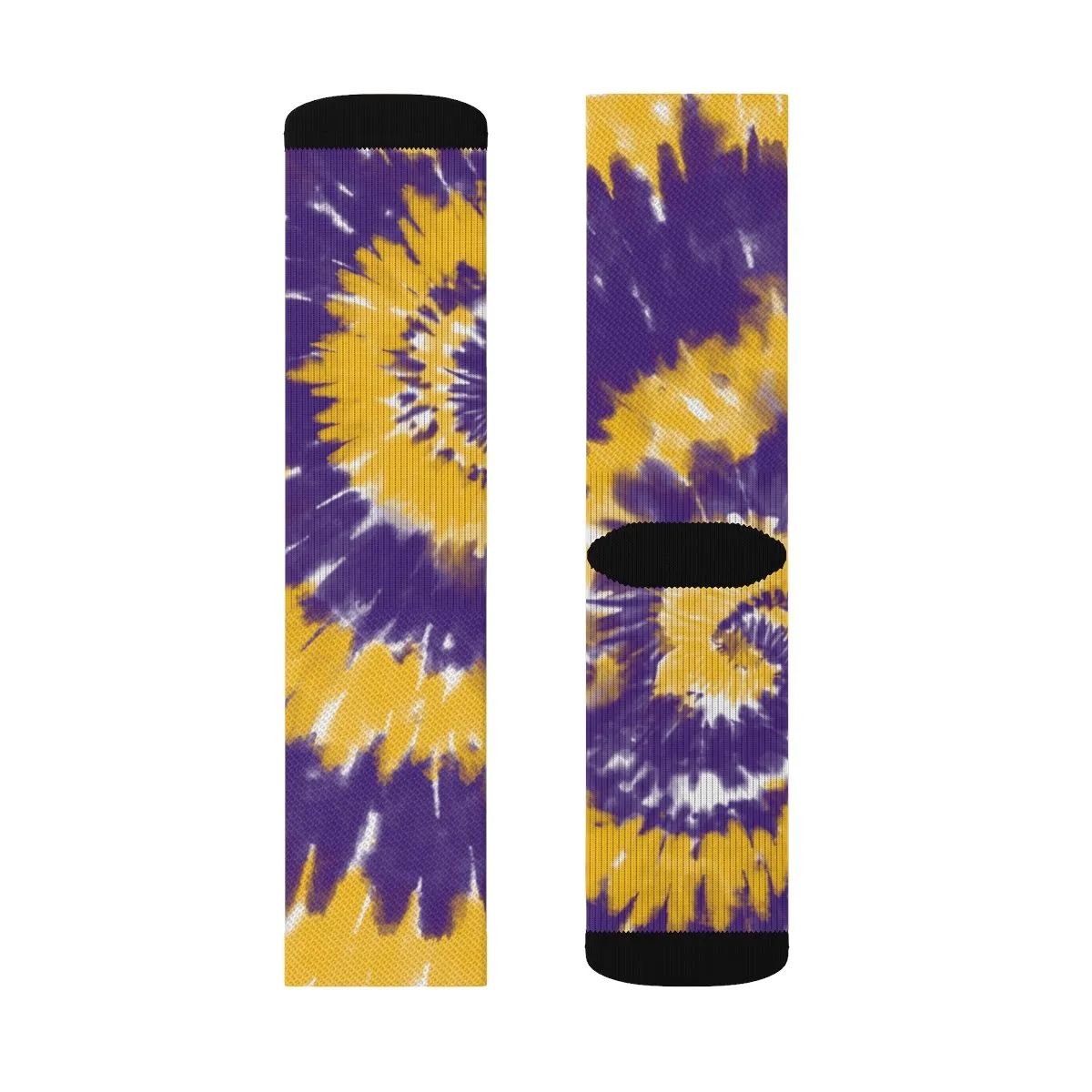 Purple & Yellow Tie Dye Adult Crew Socks