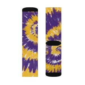 Purple & Yellow Tie Dye Adult Crew Socks