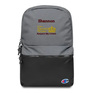 Queen Embroidered Champion Backpack