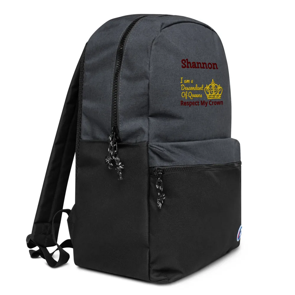 Queen Embroidered Champion Backpack