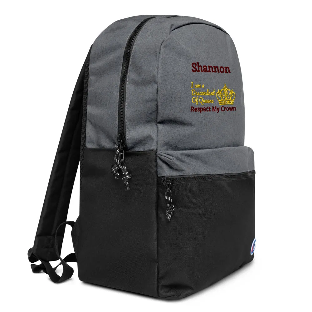 Queen Embroidered Champion Backpack
