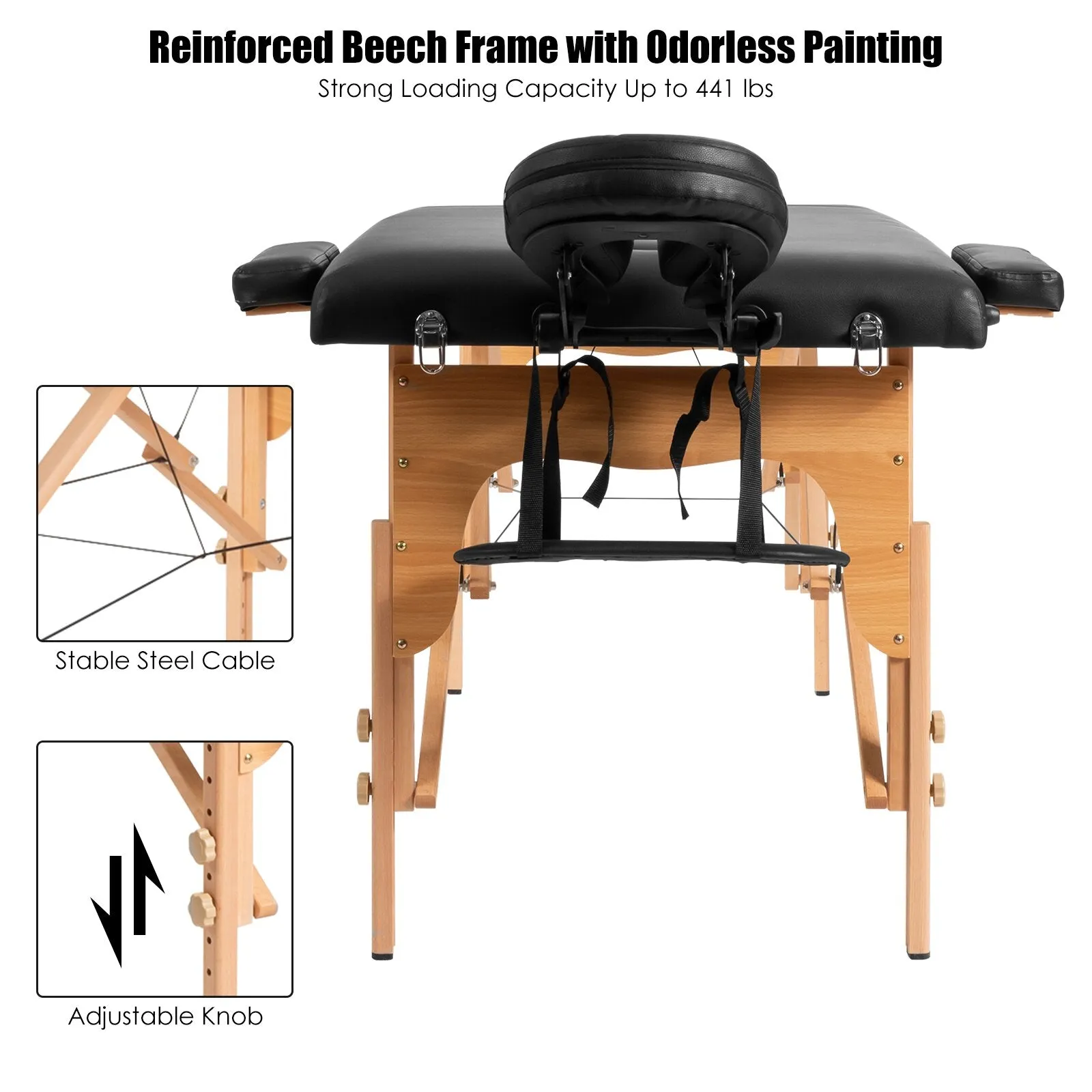 "FlexiComfort™ - 84"L Portable Adjustable Massage Table with Carry Case - Black"