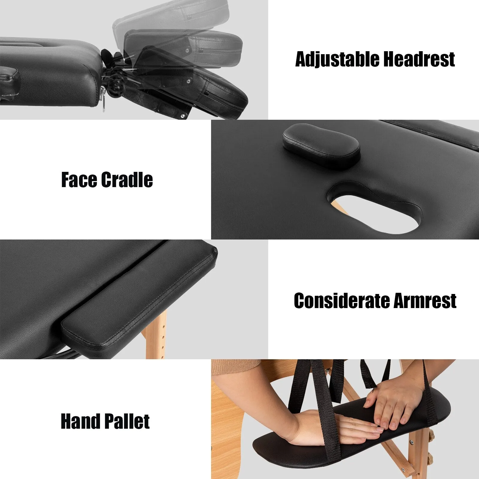 "FlexiComfort™ - 84"L Portable Adjustable Massage Table with Carry Case - Black"