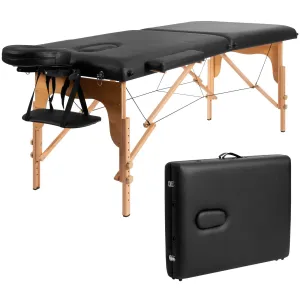 "FlexiComfort™ - 84"L Portable Adjustable Massage Table with Carry Case - Black"