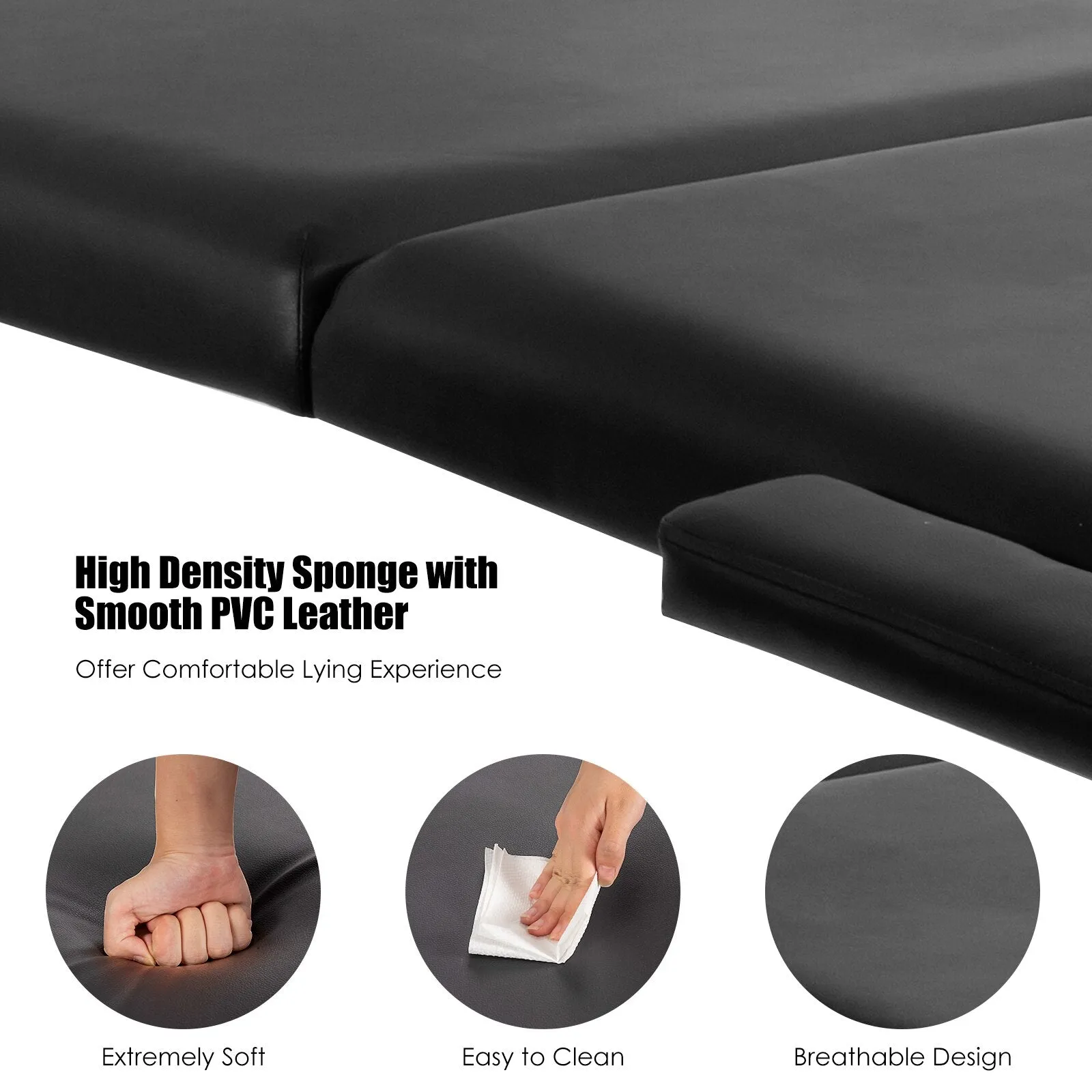 "FlexiComfort™ - 84"L Portable Adjustable Massage Table with Carry Case - Black"