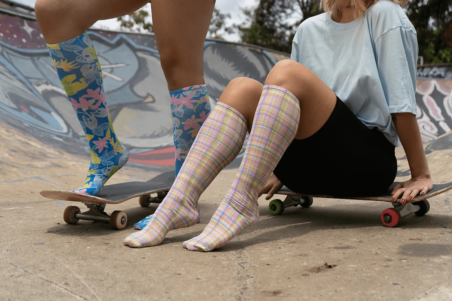 Rainbow Check Youth Knee Highs