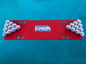Red Pool Pong Foam Beer Pong Table - 6ft, Foam, All Weather, Portable - Floats Anywhere
