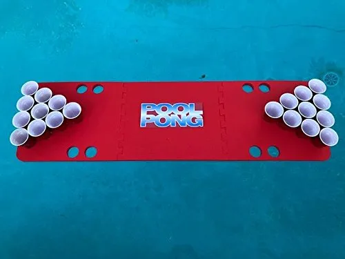 Red Pool Pong Foam Beer Pong Table - 6ft, Foam, All Weather, Portable - Floats Anywhere