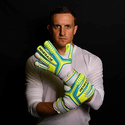 Renegade GK Vulcan Surge Hybrid Cut with Grip Soccer Youth Goalkeeper Gloves with Pro Finger Saves (Size 9, Medium)