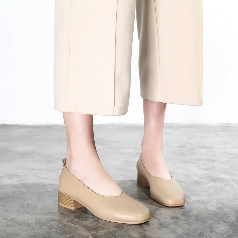 Retro Thick Heel Women's Shoes Shallow Mouth Versatile High Heels