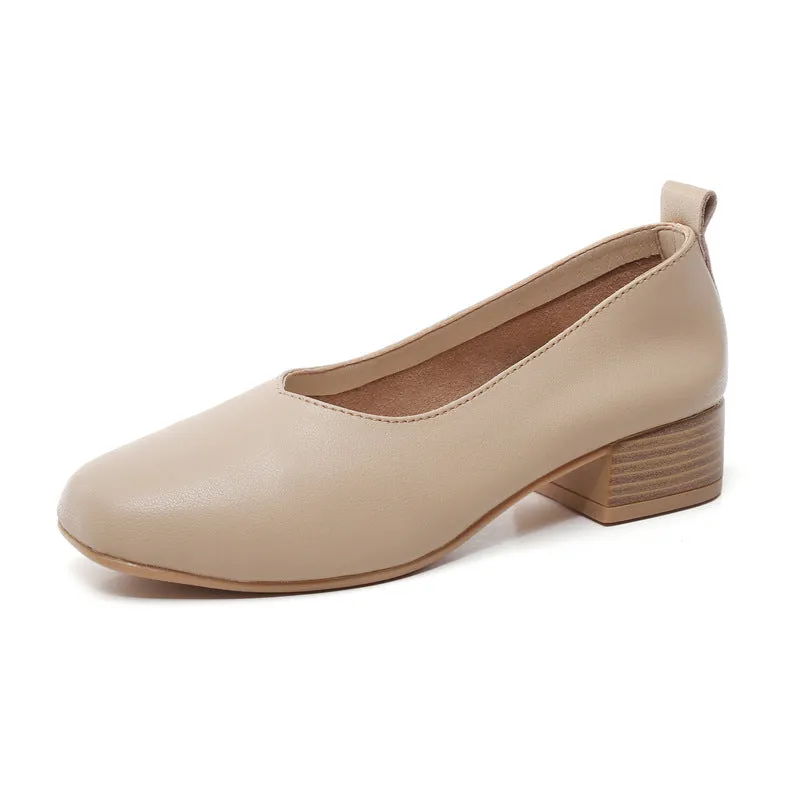Retro Thick Heel Women's Shoes Shallow Mouth Versatile High Heels