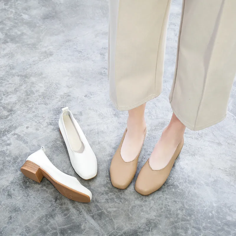 Retro Thick Heel Women's Shoes Shallow Mouth Versatile High Heels